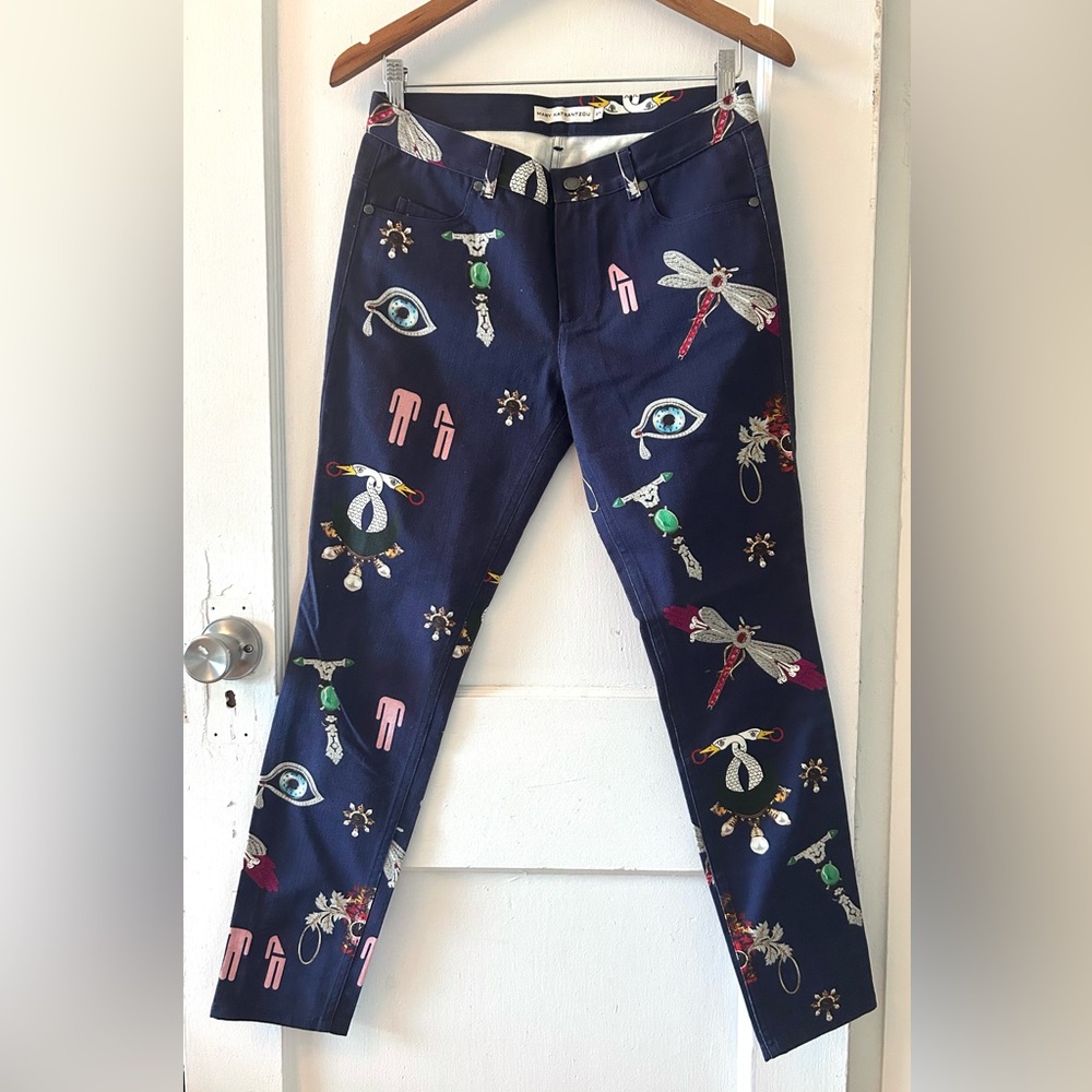 Mary Katrantzou symbol print denim skinny jeans